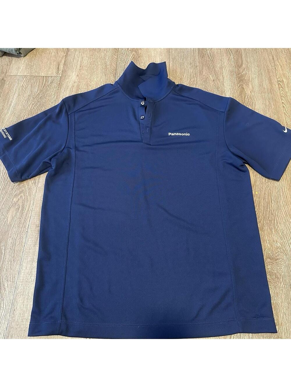 Nike Golf Polo M Blue PANASONIC Collared 1/4 Button Embroidered Logo